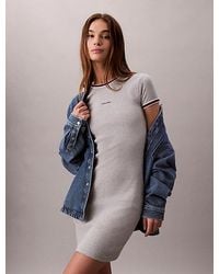 Calvin Klein - Sportliches, Schmales Geripptes T-Shirt-Kleid - Lyst