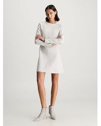 Calvin Klein - Vestido corto de crepé y manga larga - Lyst