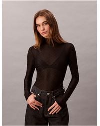 Calvin Klein - Calvin Klein Allover Monogram Mesh Top - Lyst