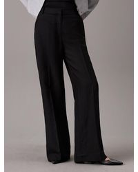 Calvin Klein - Wide Leg Linen Blend Trousers - Lyst