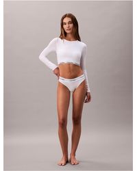Calvin Klein - Icon Cotton Modal Lightly Lined Long Sleeve Tee Bralette - Lyst