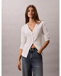 Calvin Klein - Jeans Slim Ribbed Cotton Cardigan - Lyst