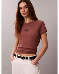 Calvin Klein - Jeans Slim Ribbed Cotton Logo T-Shirt - Lyst
