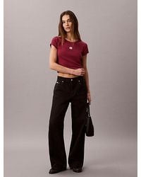 Calvin Klein - Jeans Woven Monologo Rib Baby Tee - Lyst