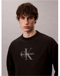Calvin Klein - Calvin Klein Premium Terry Monogram Logo Relaxed Sweatshirt - Lyst