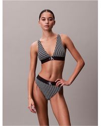 Calvin Klein - Graphic Monogram Microfiber Stretch Lightly Lined Triangle Bralette - Lyst