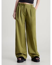 Calvin Klein - Cotton Twill Straight Trousers - Lyst