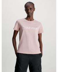 Calvin Klein - Organic Cotton Logo T-shirt - - Pink - Women - Xxs - Lyst
