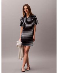 Calvin Klein - Cotton Piqué Stripe Polo Dress - Lyst