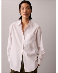 Calvin Klein - Calvin Klein Linen Blend Relaxed Button-Down Shirt - Lyst