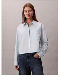 Calvin Klein - Calvin Klein Cropped Boxy Button-Down Shirt - Lyst