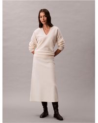 Calvin Klein - Boiled Wool Midi Skirt - Lyst