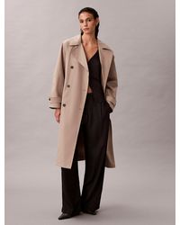 Calvin Klein - Trench-Coat Classique Long En Mélange De Coton - Lyst