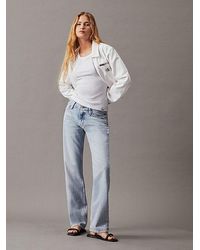Calvin Klein - Cropped Jeansjacke mit Reißverschluss - Lyst