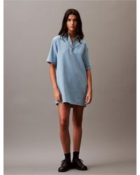 Calvin Klein - Chambray Mini Shirt Dress - Lyst