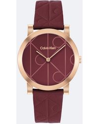 Calvin Klein - All-Over Monogram Leather Strap Watch - Lyst