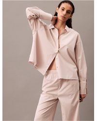 Calvin Klein - Cotton Poplin Relaxed Sleep Button-Down Shirt - Lyst