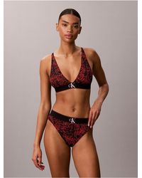Calvin Klein - Graphic Monogram Microfiber Stretch Lightly Lined Triangle Bralette - Lyst