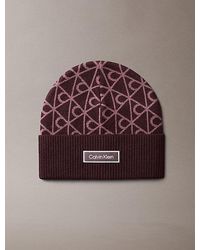 Calvin Klein - Allover Emblem Logo Wool Beanie - Lyst