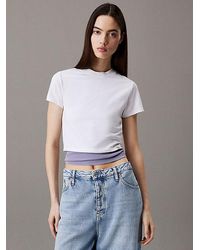 Calvin Klein - Cropped T-Shirt Aus Stretch-Baumwolle - Lyst
