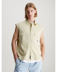 Calvin Klein - Cotton Poplin Sleeveless Shirt - Lyst