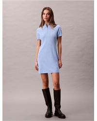 Calvin Klein - Logo Jacquard Zip Neck Dress - Lyst