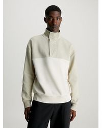 Calvin Klein - Sweatshirt Met Reliëf En Rits In De Hals - Lyst