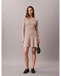Calvin Klein - Jeans Ribbed Cotton Flared Mini Dress - Lyst