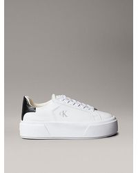 Calvin Klein - Signature Leren Plateausneakers Met Logo - Lyst