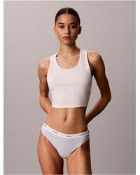 Calvin Klein - Cotton Stretch Rib Thong - Lyst