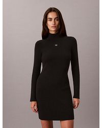 Calvin Klein - Jeans Slim Ribbed Cotton Mini Dress - Lyst