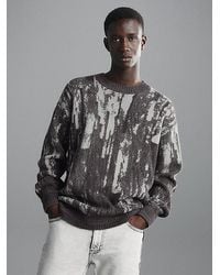 Calvin Klein - Strick-Pullover aus Baumwoll-Jacquard - Lyst