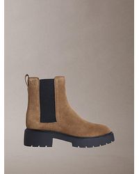 Calvin Klein - Jeans Suede Chunky Square Toe Chelsea Boots - Lyst