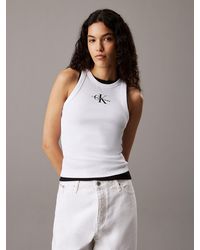 Calvin Klein - Canotta Slim A Costine Con Monogramma - Lyst