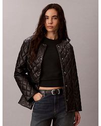 Calvin Klein - Quilted Faux Leather Liner Jacket - Lyst