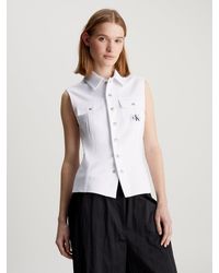 Calvin Klein - Coated Milano Sleeveless Shirt - Lyst