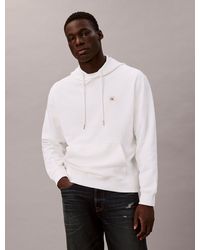 Calvin Klein - Sweat À Capuche En Tissu Éponge De Coton Avec Insigne - Lyst