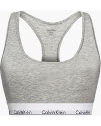 Calvin Klein Plus Modern Cotton Unlined Racerback Bralette - Grey