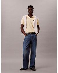 Calvin Klein - Jeans Cotton Piqué Open Collar Polo Shirt - Lyst