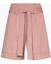 Calvin Klein Shorts de sarga de algod�n plisados en la cintura - Rosa