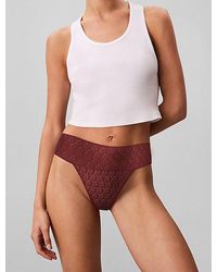 Calvin Klein - Thong Microfibre Lace - Lyst