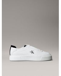 Calvin Klein - Signature Sneakers Van Leer En Suède - Lyst