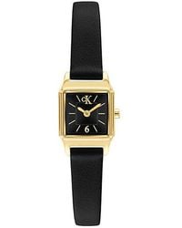 Calvin Klein - Plated Square Leather Strap Watch - Lyst