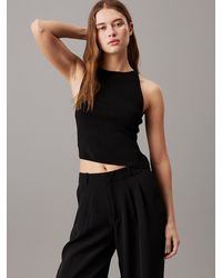 Calvin Klein - Asymmetric Knit Rayon Tank - Lyst