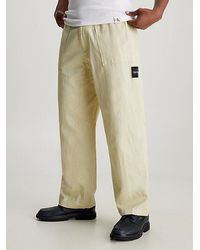 Calvin Klein - Pantalones de lino y algodón - Lyst