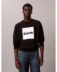 Calvin Klein - Relaxed Premium Fleece Sweatshirt Met Grafisch Logo - Lyst