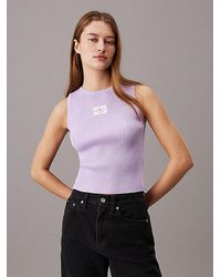 Calvin Klein - Camiseta slim de tirantes de lyocell de canalé - Lyst