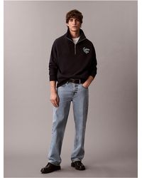 Calvin Klein - Premium Fleece Relaxed Quarter Zip Sweatshirt - Lyst