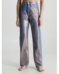 Calvin Klein - High-Rise Straight Metallic Jeans - Lyst