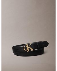 Calvin Klein - Leather Monogram Logo Belt - Lyst